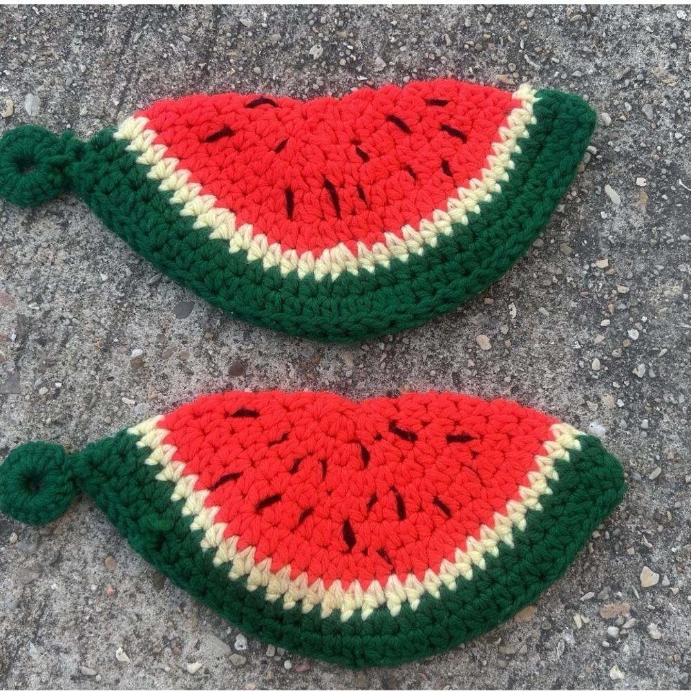Vintage Retro Vibe Crouchet Watermelon Pot Holders